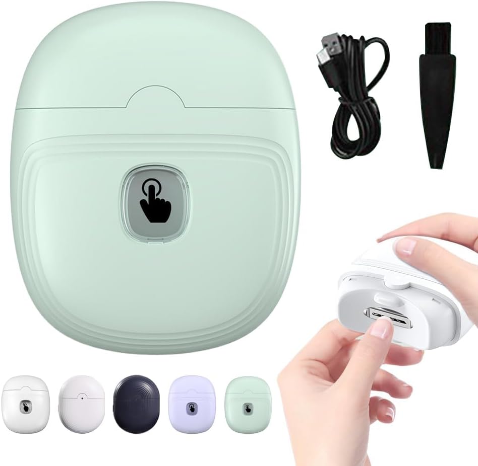 Electric Automatic Nail Clipper, 2025 New Electric Automatic Nail Clippers Trimmer with Led Light, USB Rechargeable Fingernail Clippers Fingernail Manicure Set for Seniors Baby Kids Adults (White) - PuriLite
