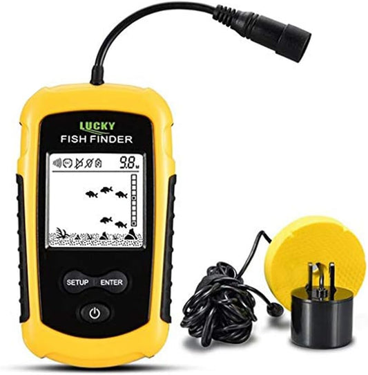 Lucky Kayak Handheld Fish Finder Sonar LCD Wired Fish Finder Transducer Boat Water Depth Finders Display FF1108-1 - PuriLite