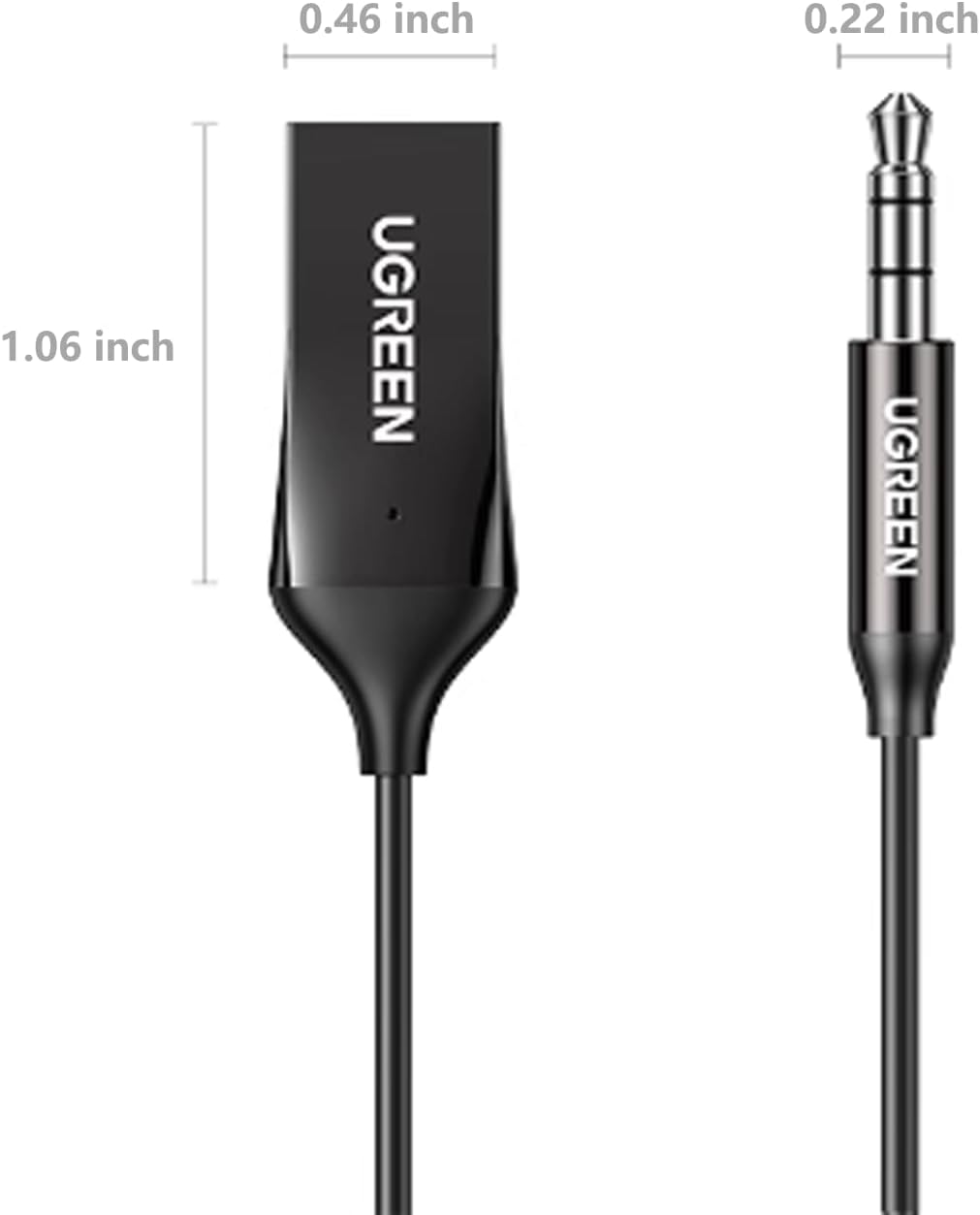UGREEN Aux to Bluetooth 5.3 Adapter 3.5mm Bluetooth Receiver for Car USB 2.0 to 3.5mm Jack Kit with Built in Microphone Aux Input for Hands Free Calls Compatible with Car Speaker and Home Audio - PuriLite