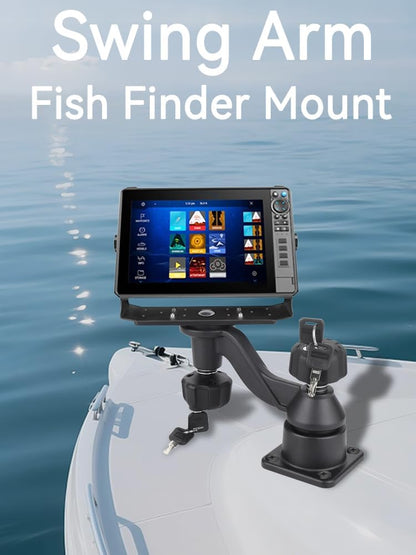 Strg Fish Finder Mount with Lock for Boat, Kayak Fish Finder Swing Mount Marine Electronics Mounts with Rectangular Plate Compatible with Scotty Garmin Lowrance Humminbird and More Depth Finder - PuriLite