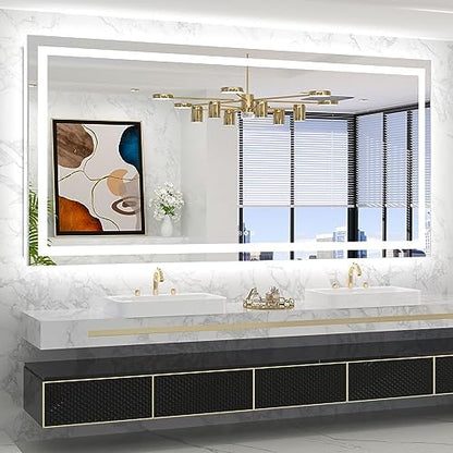 TETOTE LED Bathroom Mirror 20x28 Frontlit & Backlit Lighted Vanity Mirror Anti Fog Stepless Dimmable 3 Colors White/Warm/Natural,Double Lights,Wall-Mounted(Horizontal/Vertical) - PuriLite