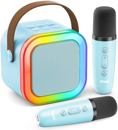 Karaoke Machine for Kids Adults, Portable Bluetooth Mini Karaoke Microphone Singing Speaker Karaoke Player with 2 Wireless Mic Toys for All Smartphones,Birthday, Family,Home Party (Purple) - PuriLite
