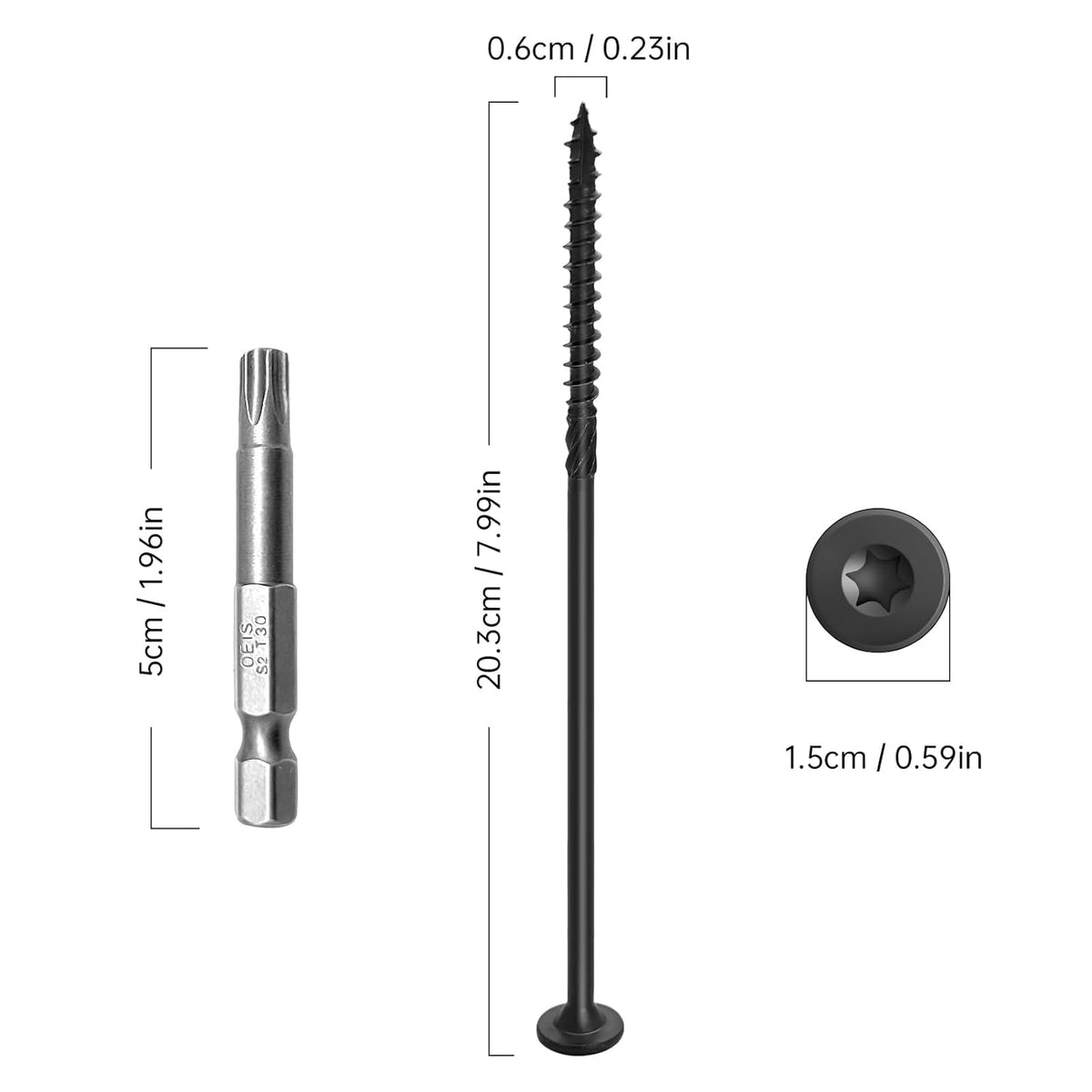 Wood Screws #14 x 6 Inch, Deck Screws 50Pcs,T30 Star Drive Outdoor Screws, Rust Resistant Timber Screws for Timber/Log/Landscaping Wood (#14 x 6) - PuriLite