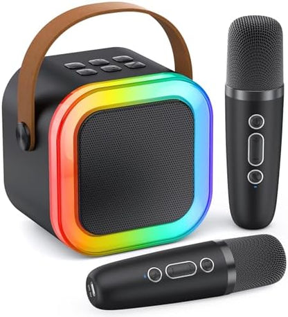 Karaoke Machine for Kids Adults, Portable Bluetooth Mini Karaoke Microphone Singing Speaker Karaoke Player with 2 Wireless Mic Toys for All Smartphones,Birthday, Family,Home Party (Purple) - PuriLite