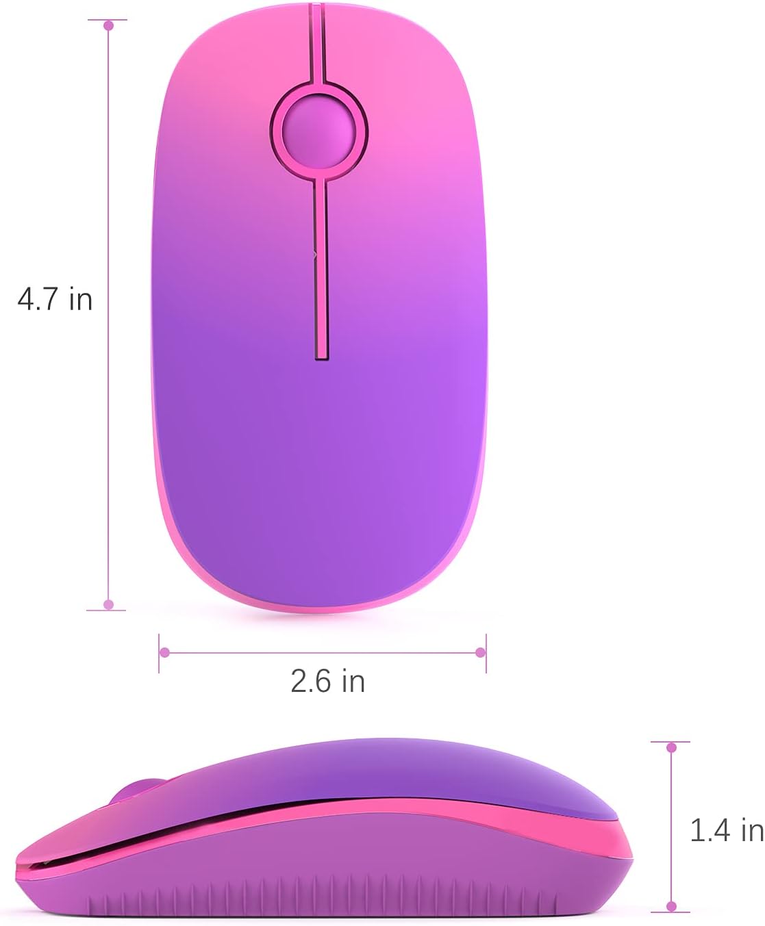Wireless Mouse, Vssoplor 2.4G Slim Portable Computer Mice with Nano Receiver for Notebook, PC, Laptop, Computer (Black and Gray) - PuriLite