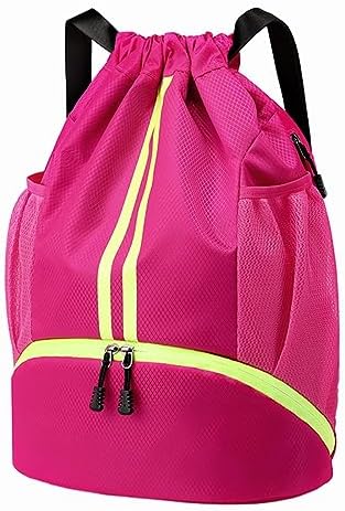 Hoedia Sports Drawstring Backpack - String Swim Gym Bag with Shoes Compartment and Wet Proof Pocket for Women/Men - PuriLite