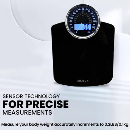 EILISON Highly Advance 2-in-1 Digital & Analog Weighing Scale for Body Weight-400lbs, 4 High Precison GX Sensor Accurate, Thick Tempered Glass, Extra Large Display (White) - PuriLite