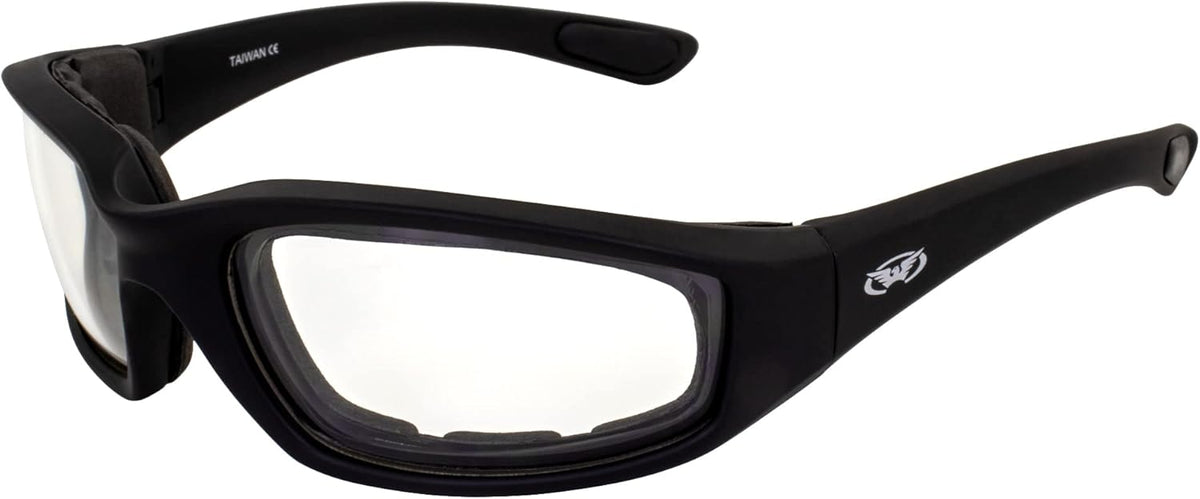 Global Vision Eyewear Kickback Sunglasses with Ethylene Vinyl Acetate Foam, Clear Lens - PuriLite