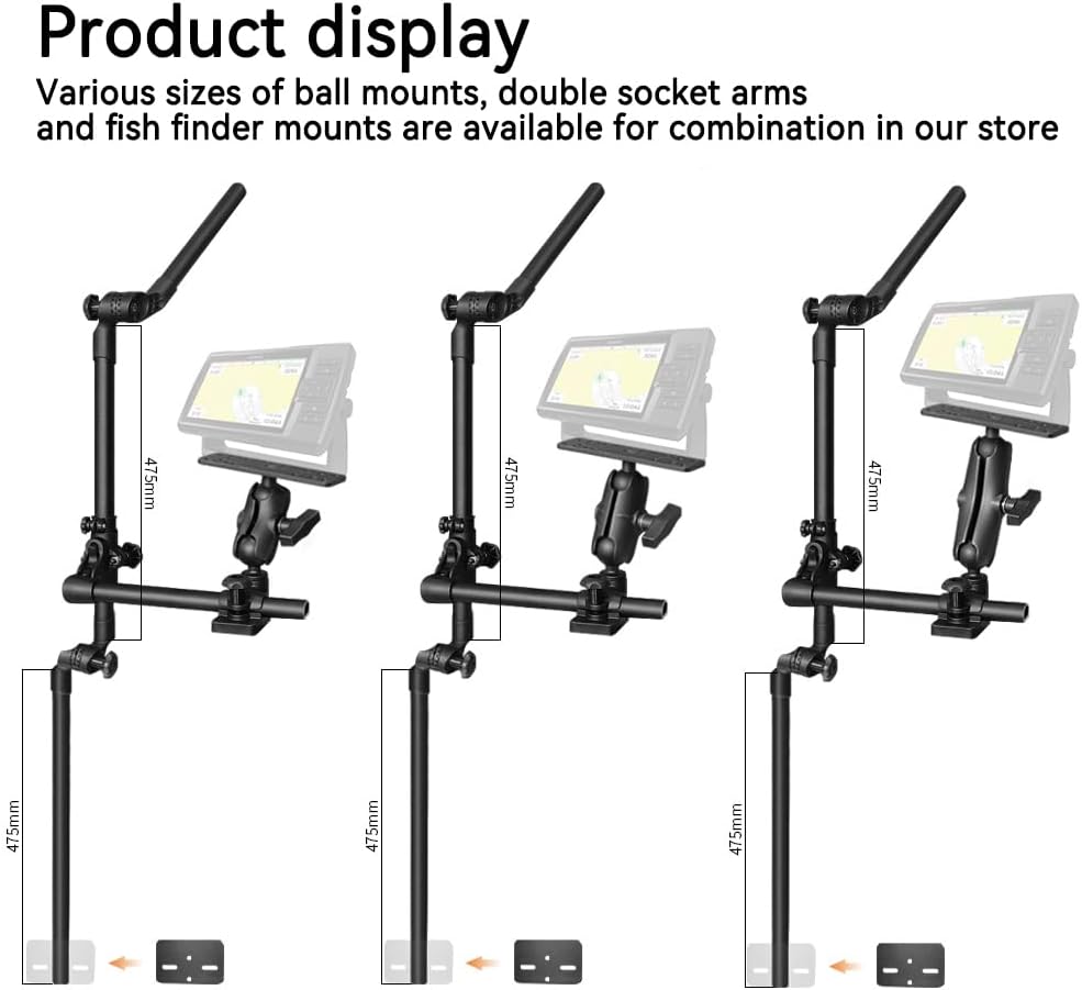 Strg Transducer Bracket with Fish Finder Mount for Kayak/Boat, Livescope Fish Finder Transducer Mount for Garmin/Lowrance, Compatible with RAM Mounts C Size/1.5'' Double Socket Arm (Foldable) - PuriLite