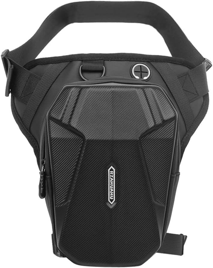 Drop Leg Bag Motorcycle Waist Pack Pouch Waterproof Riding Cycling Thigh Tactical Bag with Hard Shell for Men, Motorcycle Side Pouch Phone Storage Hip Fanny Pack Bags, Black, Large, Style B - PuriLite