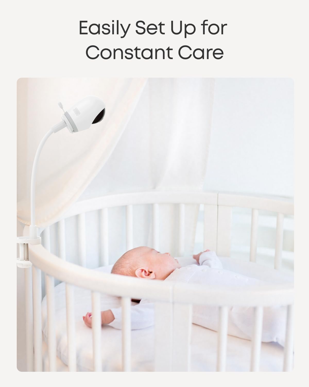 eufy Security Baby Monitor Crib Mount, Compatible with eufy Baby Monitor E20/E21, 16 Inch Flexible Arm Bracket, Attach to Baby Crib, No Tools Needed, No Wall Damage (Camera Not Included)