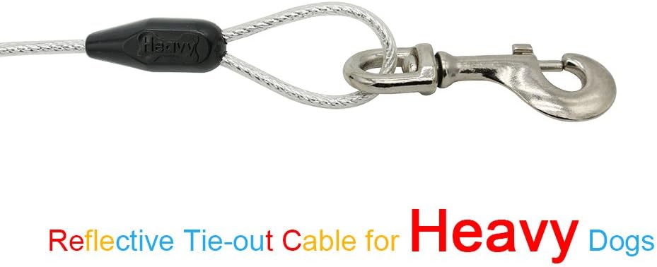 Petest 25ft Reflective Tie-Out Cable for Small Dogs Up to 35 Pounds - PuriLite