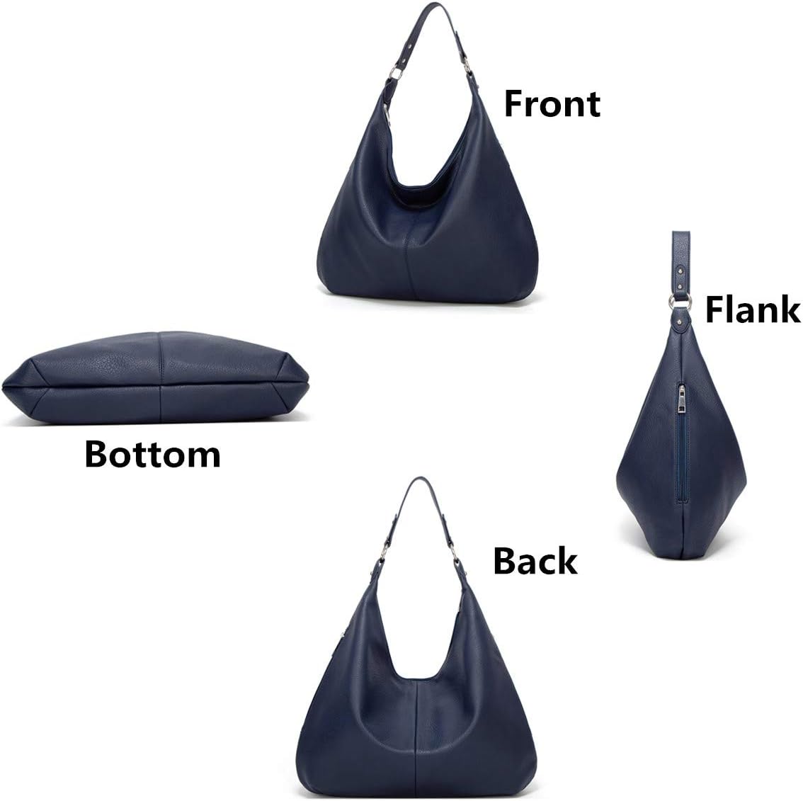 Ashioup Hobo Bags for Women Soft PU Leather Shoulder Bag Vintage Slouchy Handbag with Zipper - PuriLite