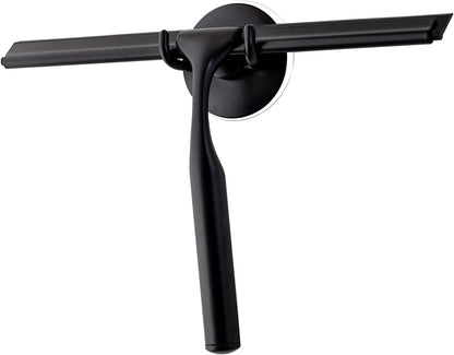 Ettori Shower Squeegee for Glass Doors, Squeegee for Shower Glass Door, Window and Car Glass, Mirrors - All-Purpose Stainless Steel Squeegee, 10 Inches and Black - PuriLite