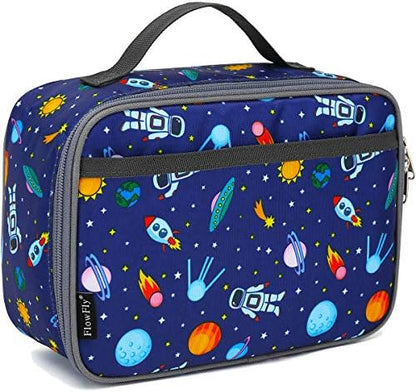 FlowFly Kids Lunch Box Insulated Soft Bag Mini Cooler Back to School Thermal Meal Tote Kit for Girls, Boys, Black - PuriLite