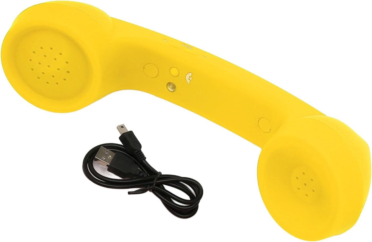 Qiilu Retro Telephone Handset for Mobile Phones - Rechargeable Radiation Proof Handset Receiver with USB Charging (Red) - PuriLite