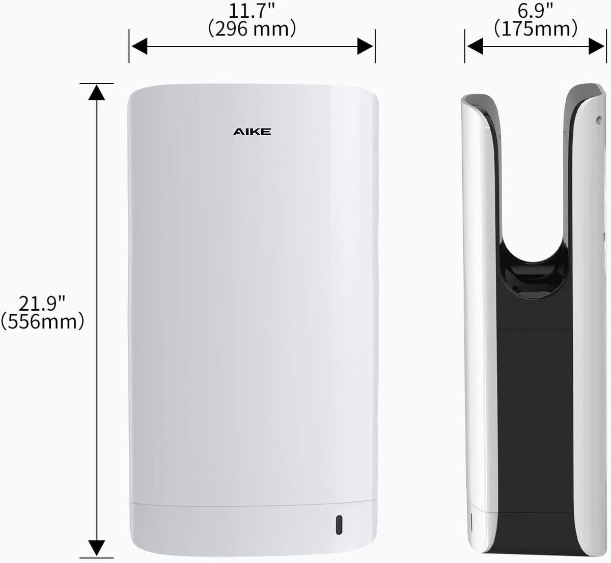 AIKE HEPA Filtered Vertical Hand Dryer Slim, 110-130V Silver 2023 New Version Model AK2065 - PuriLite