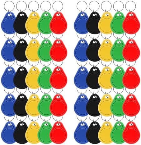 RFID Key Fobs 125KHz 50 PCS, T5577 Proximity ID Tag Rewritable Keypad Card Door Lock Entry Access Control System Fob Tag Wholesale (Black) - PuriLite