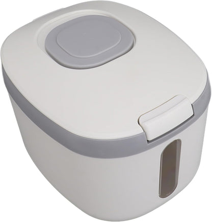 Rice Container, Bug Proof Rice Storage Bin, Odorless Airtight Rice Box with Clear Window for Grains Sugar Flour (S Gray (5kg/11.0lb)) - PuriLite