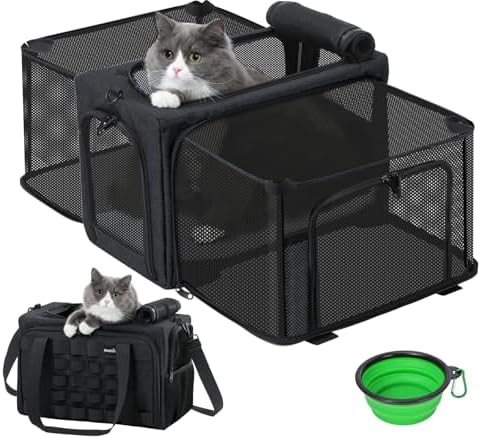 Approved Collapsible Cat Soft-Sided Carriers, Breathable Pet Carriers up to 5kg/12lbs, Portable Dog Carrier Great for Travel, Outdoor, Hiking, Camping(Gray) - PuriLite