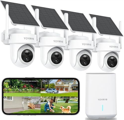 Security Cameras Wireless Outdoor, No Subscription, [2025 New] 4K Home Security Camera System for Camera Surveillance, Flexible Solar Panel, 360° Tracking & Color Night Vision, 2.4&5G WiFi, Easy Setup - PuriLite