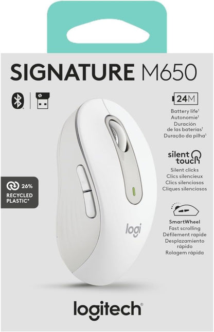 Logitech Signature M650 L Full Size Wireless Mouse - For Large Sized Hands, 2-Year Battery, Silent Clicks, Customizable Side Buttons, Bluetooth, for PC/Mac/Multi-Device/Chromebook - Black - PuriLite