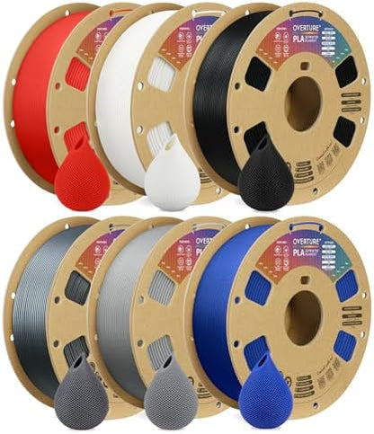 OVERTURE PLA Filament 1.75mm PLA 3D Printer Filament, 1kg Cardboard Spool (2.2lbs), Dimensional Accuracy +/- 0.02mm, Fit Most FDM Printer (Black 1-Pack) - PuriLite