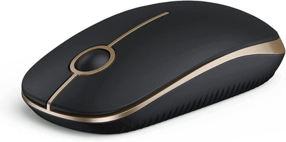 Wireless Mouse, Vssoplor 2.4G Slim Portable Computer Mice with Nano Receiver for Notebook, PC, Laptop, Computer (Black and Gray) - PuriLite