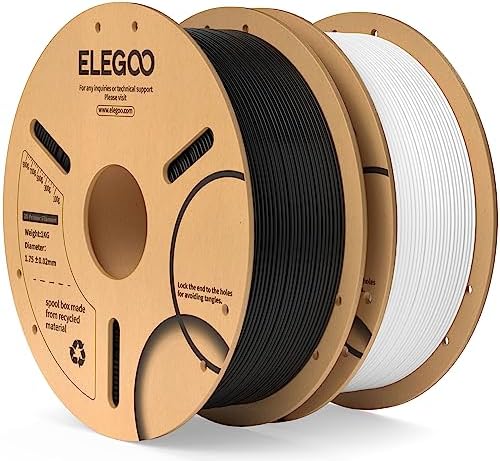ELEGOO PLA Filament 1.75mm Black 1KG,3D Printer Filament Dimensional Accuracy +/- 0.02mm,1kg Cardboard Spool(2.2lbs) 3D Printing Filament Fits for Most FDM 3D Printers - PuriLite