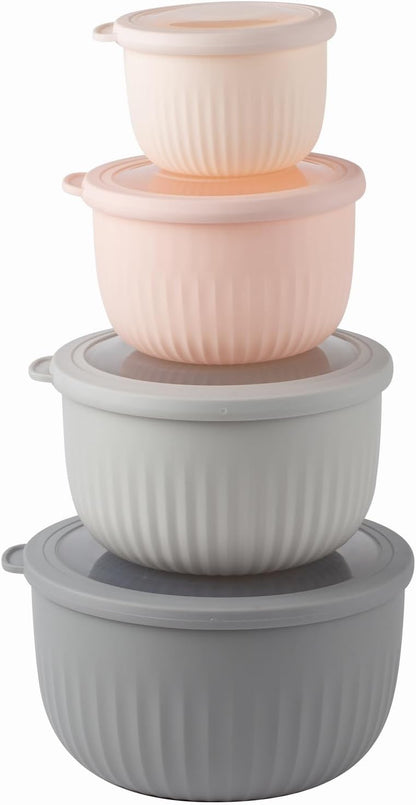 COOK WITH COLOR Prep Bowls with Lids- 8 Piece Nesting Plastic Small Mixing Bowl Set with Lids (Teal Ombre) - PuriLite