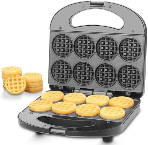 FineMade Mini Waffle Maker Machine, Small Waffle Bites Maker for Kids, Makes 8 x 2” Tiny Waffle Bites, Ideal for Breakfast, Snacks, Desserts and More - PuriLite