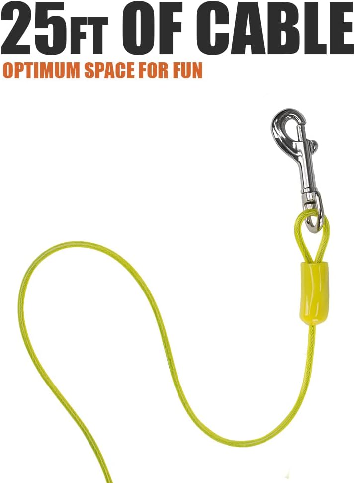 BV Pet Small Tie Out Cable for Dog up to 35 Pound, 25-Feet - PuriLite