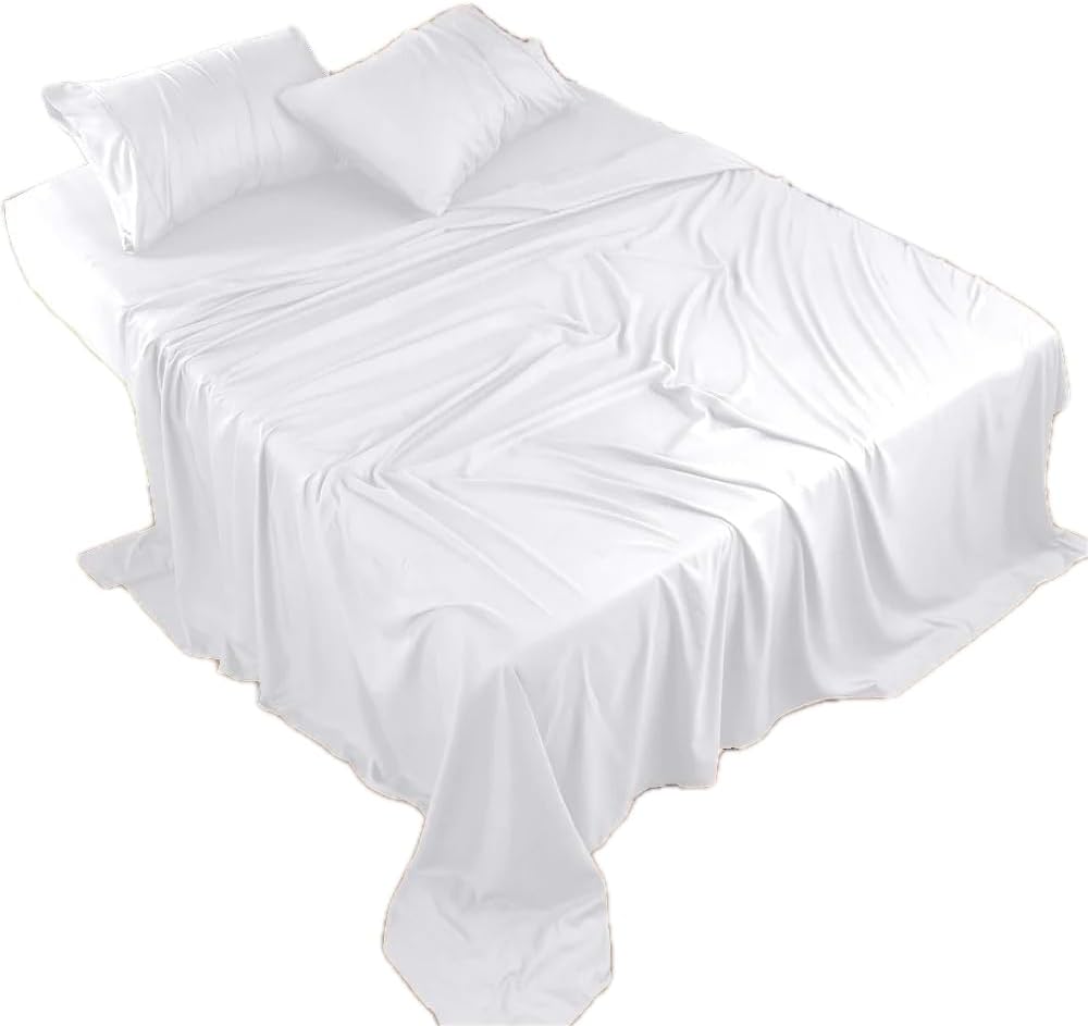 100% Egyptian Cotton Queen Sheet Set – 4-Piece, 800 Thread Count, White – Luxury Hotel Quality Bedding, Fits 14” Deep Mattress, Oeko-TEX Certified - Ultra Soft & Breathable (Queen Size) - PuriLite