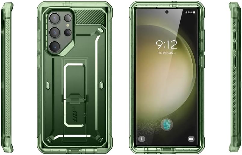 SUPCASE Unicorn Beetle Pro Case for Samsung Galaxy S23 Ultra 5G (2023), [Extra Front Frame] Full-Body Dual Layer Rugged Belt-Clip & Kickstand Case with Built-in Screen Protector (Black) - PuriLite