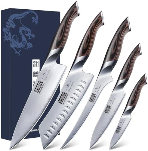HOSHANHO 16-Piece Knife Set, Japanese High Carbon Stainless Steel Kitchen Knife Set, Ultra Sharp Chef Knife Block Set with Sharpener - PuriLite