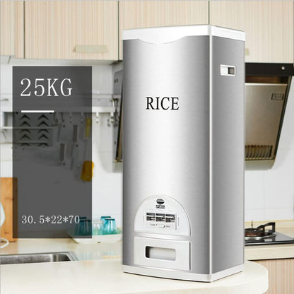 Rice Tank Rice Storage Rice Storage Container Stainless Steel 25/33/45/55/66LB Sealed Grain Rice Cabinet Rice Storage Bucket (Black 20kg) - PuriLite