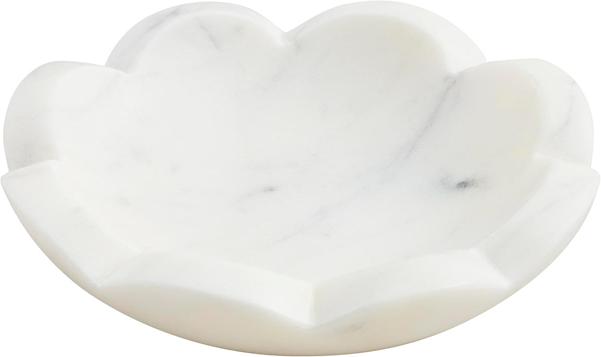 Scalloped Marble Dish | Decorative Marble Bowl | Small Serving Dish | Coastal Accent Dish | Marble Trinket Bowl - PuriLite