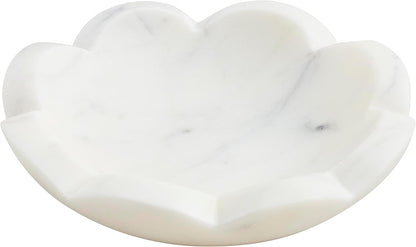 Scalloped Marble Dish | Decorative Marble Bowl | Small Serving Dish | Coastal Accent Dish | Marble Trinket Bowl - PuriLite