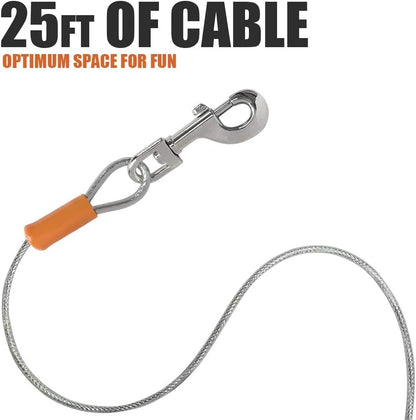 BV Pet Small Tie Out Cable for Dog up to 35 Pound, 25-Feet - PuriLite