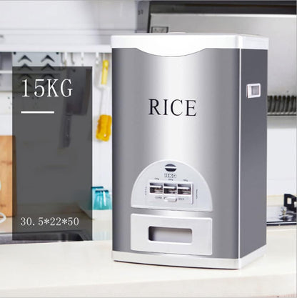 Rice Tank Rice Storage Rice Storage Container Stainless Steel 25/33/45/55/66LB Sealed Grain Rice Cabinet Rice Storage Bucket (Black 20kg) - PuriLite