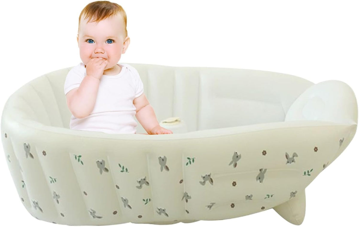 Baby Tubs - Inflatable Toddler Shower Tub - Adjustable Foldable Bathing Support Seat Bathroom Accessories for Beach Pool Outdoor Camping Travel - PuriLite