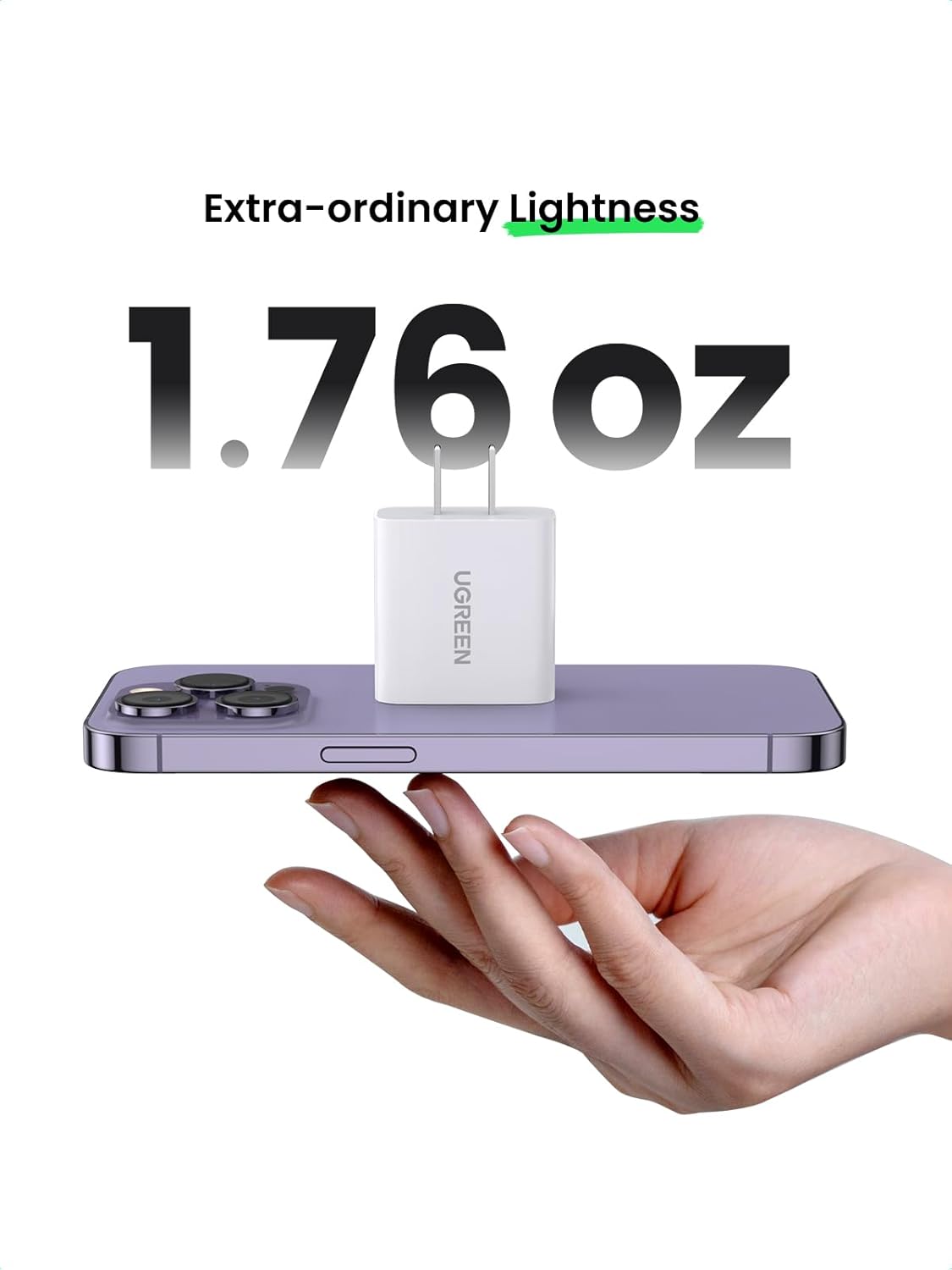UGREEN 20W PD Fast Wall Charger Block USB C Power Delivery Adapter Compatible with iPhone 16 15 14 13 12 Pro Max SE 11, Pixel, Galaxy S25 S24, iPad mini Pro - PuriLite