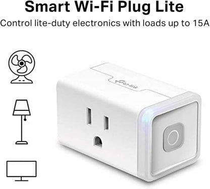 Kasa Smart Plug Mini by TP-Link (HS103P2) - Smart Home WiFi Outlet Works with Alexa, Echo and Google Home, No Hub Required, Remote Control, 2.4GHz WiFi Required, 15 Amp, UL Certified, 2-Pack, White - PuriLite