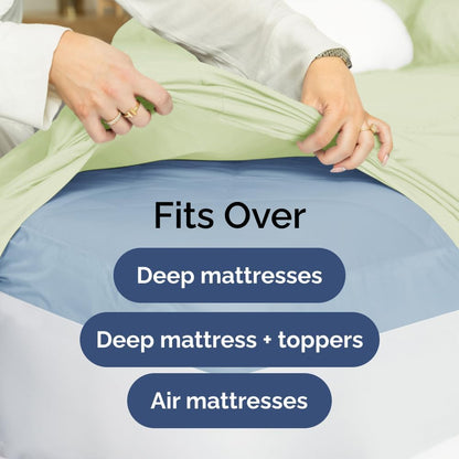 Extra Deep Queen Sheet Set - 6 Piece Breathable & Cooling Sheets - Hotel Luxury Bed Sheets Set - Easy & Secure Fit - Soft, Wrinkle Free & Comfy Sheets Set - White Sheet Set w/Extra Deep Pockets - PuriLite