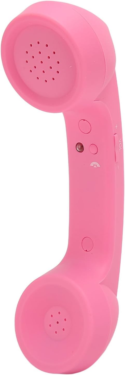 Qiilu Retro Telephone Handset for Mobile Phones - Rechargeable Radiation Proof Handset Receiver with USB Charging (Red) - PuriLite