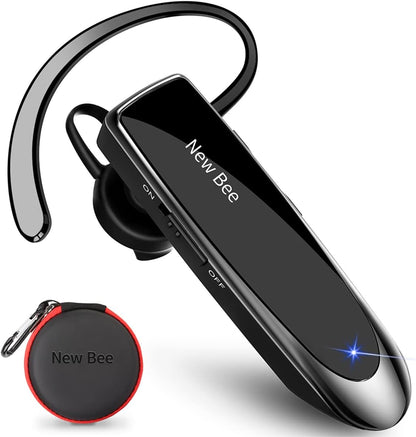 Bluetooth Headset New Bee 24Hrs V5.0 Bluetooth Earpiece Wireless Handsfree Driving Headset with Noise Canceling Mic Headset Case for iPhone Samsung Android Mobile Cell Phone Tablets Office - PuriLite