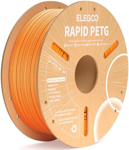 ELEGOO Rapid PETG Filament 1.75mm Black 1KG, 3D Printer Filament Max 600 mm/s High Speed Printing, Dimensional Accuracy +/- 0.02 mm Fit Most FDM Printer 1kg Cardboard Spool - PuriLite