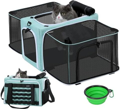 Approved Collapsible Cat Soft-Sided Carriers, Breathable Pet Carriers up to 5kg/12lbs, Portable Dog Carrier Great for Travel, Outdoor, Hiking, Camping(Gray) - PuriLite