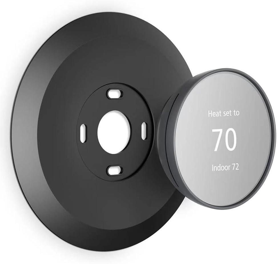 Wall Plate Made for The Nest Thermostat 2020 | Google Nest Thermostat Trim Kit Accessory | Easy Installation | Black - PuriLite