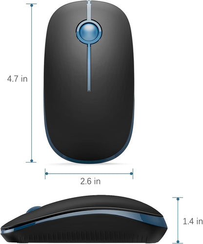 Wireless Mouse, Vssoplor 2.4G Slim Portable Computer Mice with Nano Receiver for Notebook, PC, Laptop, Computer (Black and Gray) - PuriLite